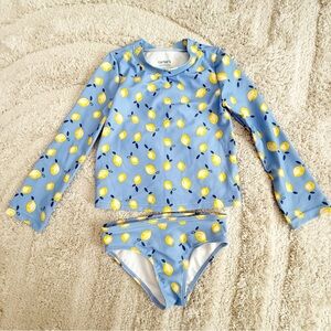 Carter's Blue and Yellow Rashguard Swim Set with Lemon Print